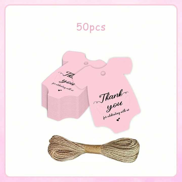 50pcs/Set Cute Pink Thankgiving Gift Tags With String, Suitable For Gifting, Weddings, Birthdays ... | SHEIN