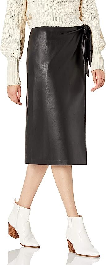 Amazon.com: The Drop Women's Manon Faux Leather Wrap OR button front Midi Skirt, Black, L : Cloth... | Amazon (US)