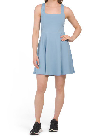 Upf 50 Square Neck Racerback Tennis Mini Dress With Shorts | TJ Maxx
