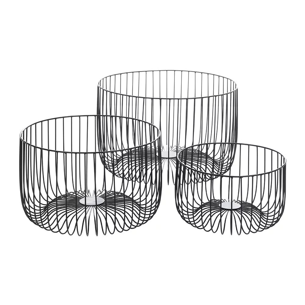 Black Wire Baskets - Set of 3 | Amara (UK)