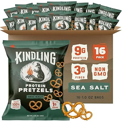 Kindling Protein Pretzels - Dill Pickle | Protein-Packed Snack Size Bags | Kosher | 8g Protein Pe... | Amazon (US)
