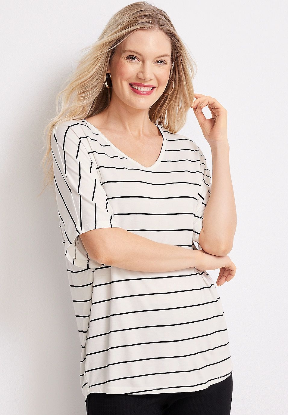 24/7 Delano Striped Dolman Tee | Maurices