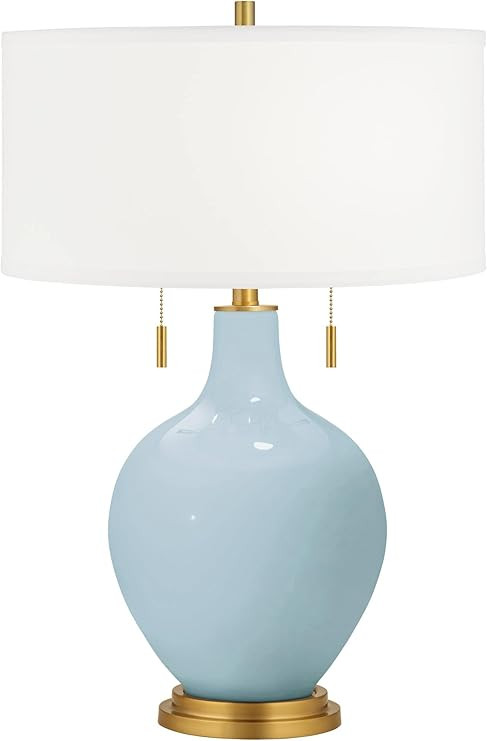 Color + Plus Toby 28" Tall Modern Glass Table Lamp Pull Chain Vast Sky Blue Gold Brass Finish Sin... | Amazon (US)