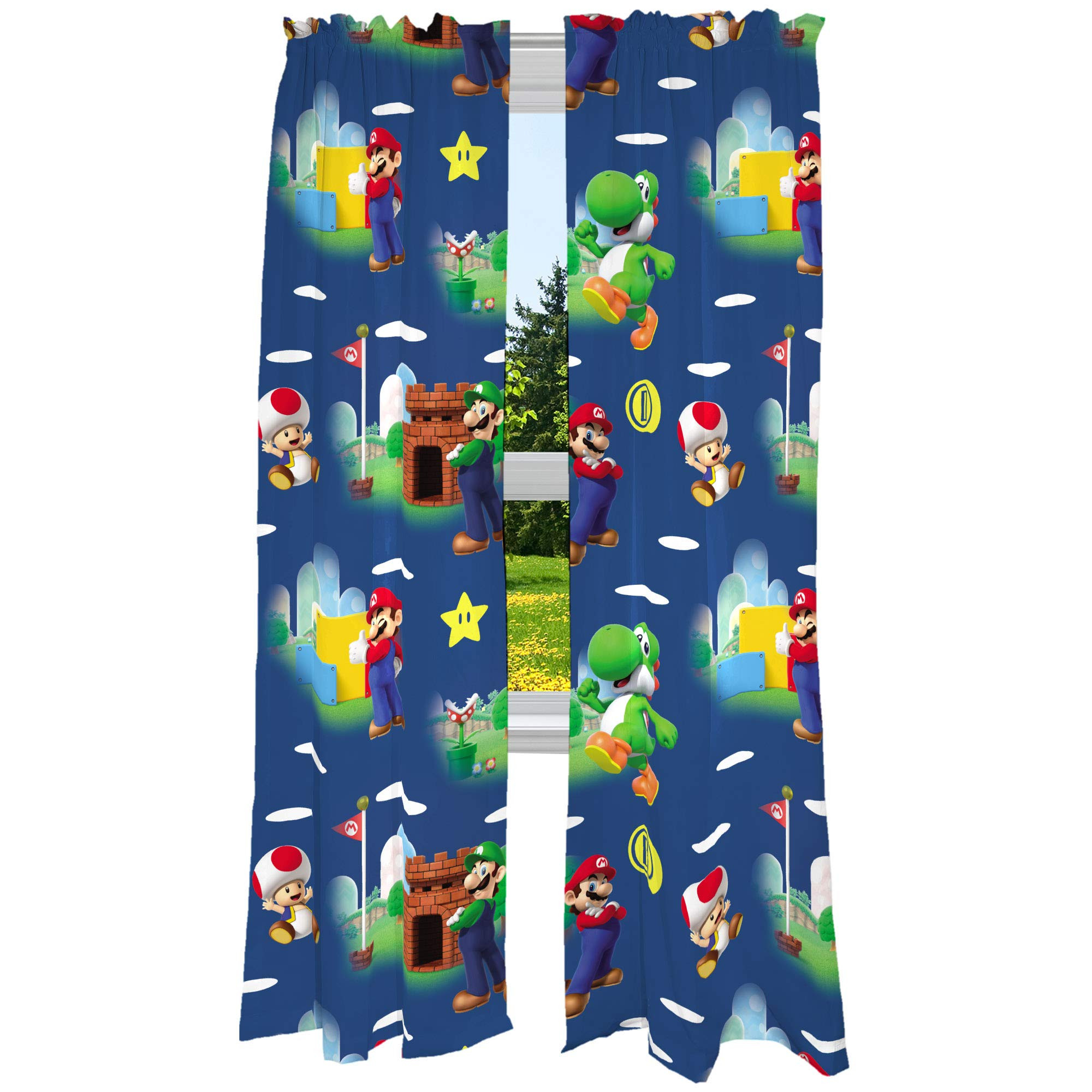 Franco Kids Room Window Curtains Drapes Set, 82 in x 84 in, Super Mario | Amazon (US)