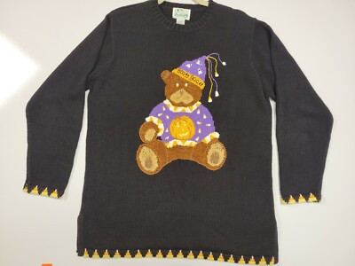 VINTAGE The Quacker Factory WOMENS Halloween Long Sleeve Sweater w Bear  Size M | eBay US