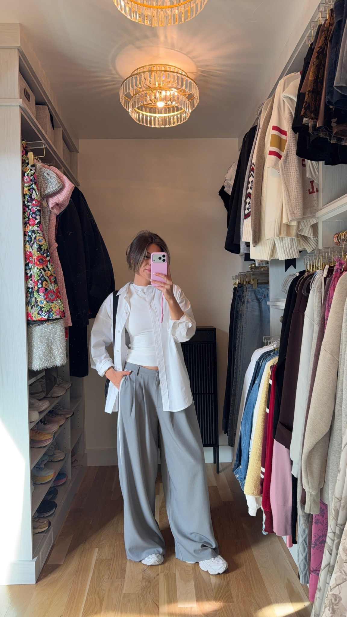 Content filming day for white double lined basic white tee styled with white button down and loose grey trousers 

Revolve code: tulip
Electric picks code: emerson20
Vivrelle code: emersonhannon

Wearing my usual small/2 in most

Date night
Casual lunch
Workwear
Spring outfit
Shopping look
Mom looks
Everyday
Basic tee

#LTKootd #LTKSeasonal #LTKWorkwear