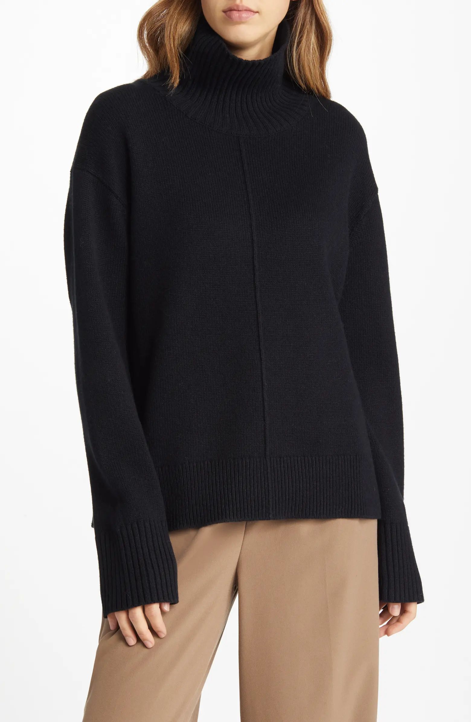 Nordstrom Boxy Cotton & Wool Funnel Neck Sweater | Nordstrom | Nordstrom