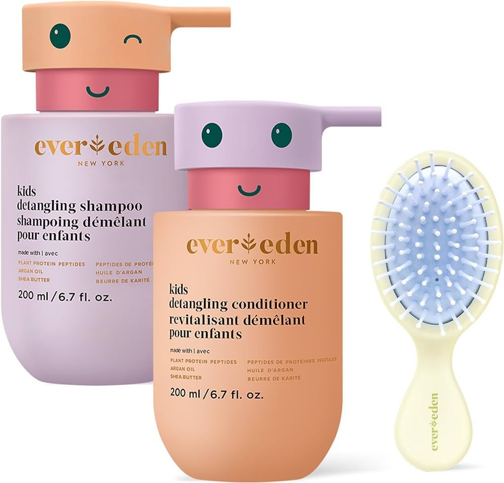 Evereden Happy Hair Duo for Kids: Shampoo and Conditioner Set with Bonus Gift Brush | Amazon (US)