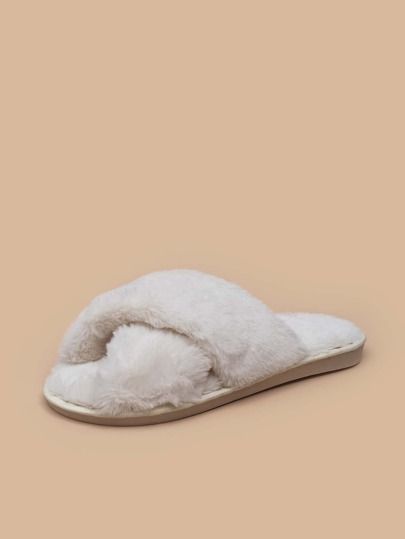 Fluffy Open Toe Slippers | SHEIN