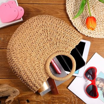 Frienda Straw Tote Bag Summer Beach Bag Handmade Straw Rattan Woven Handbag for Women Travel | Amazon (US)