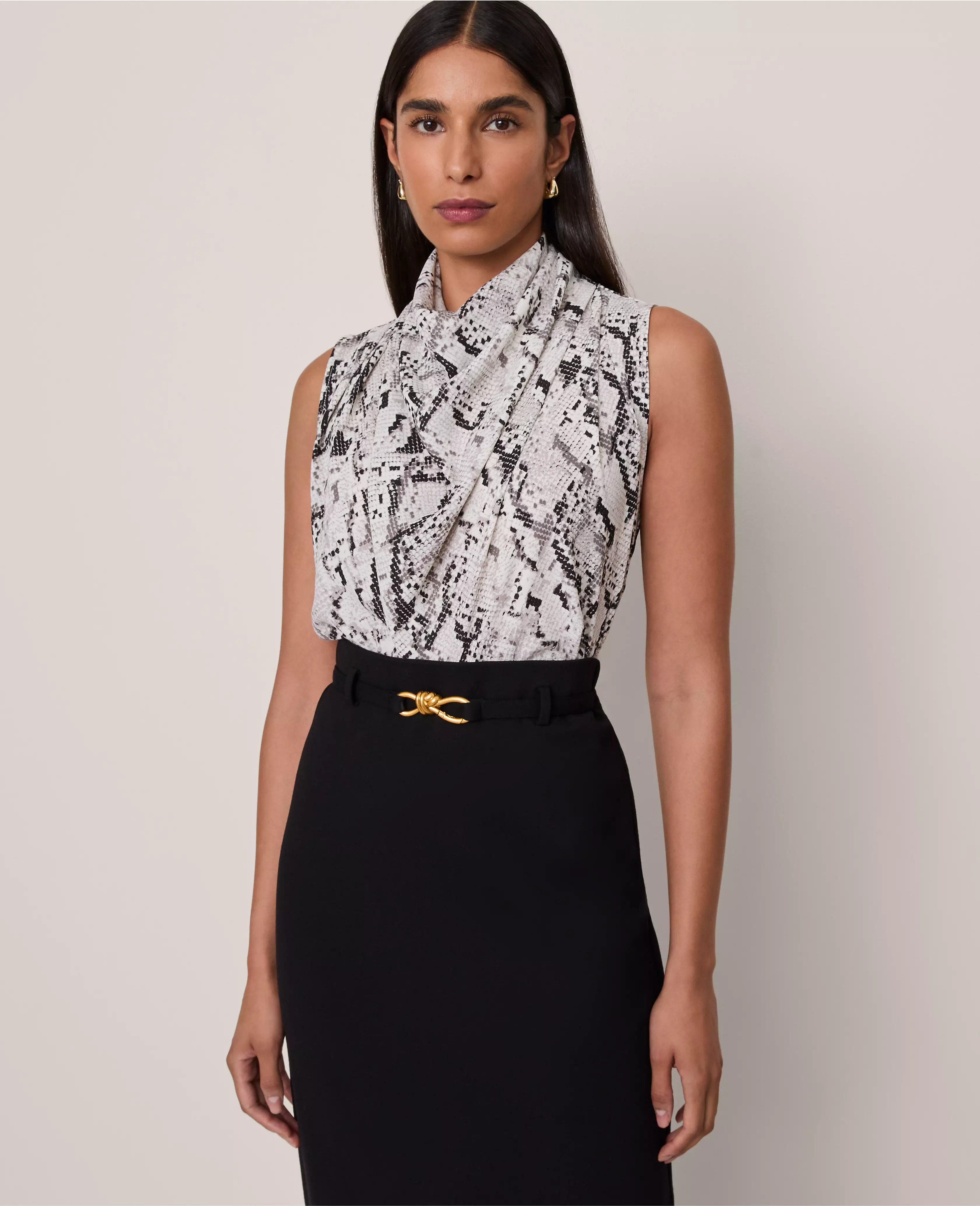Snake Print Cowl Neck Blouse | Ann Taylor