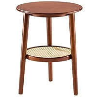 APICIZON Round Side Table with Storage, Brown Rattan Nightstand Bedside Table, Small End Table fo... | Amazon (US)