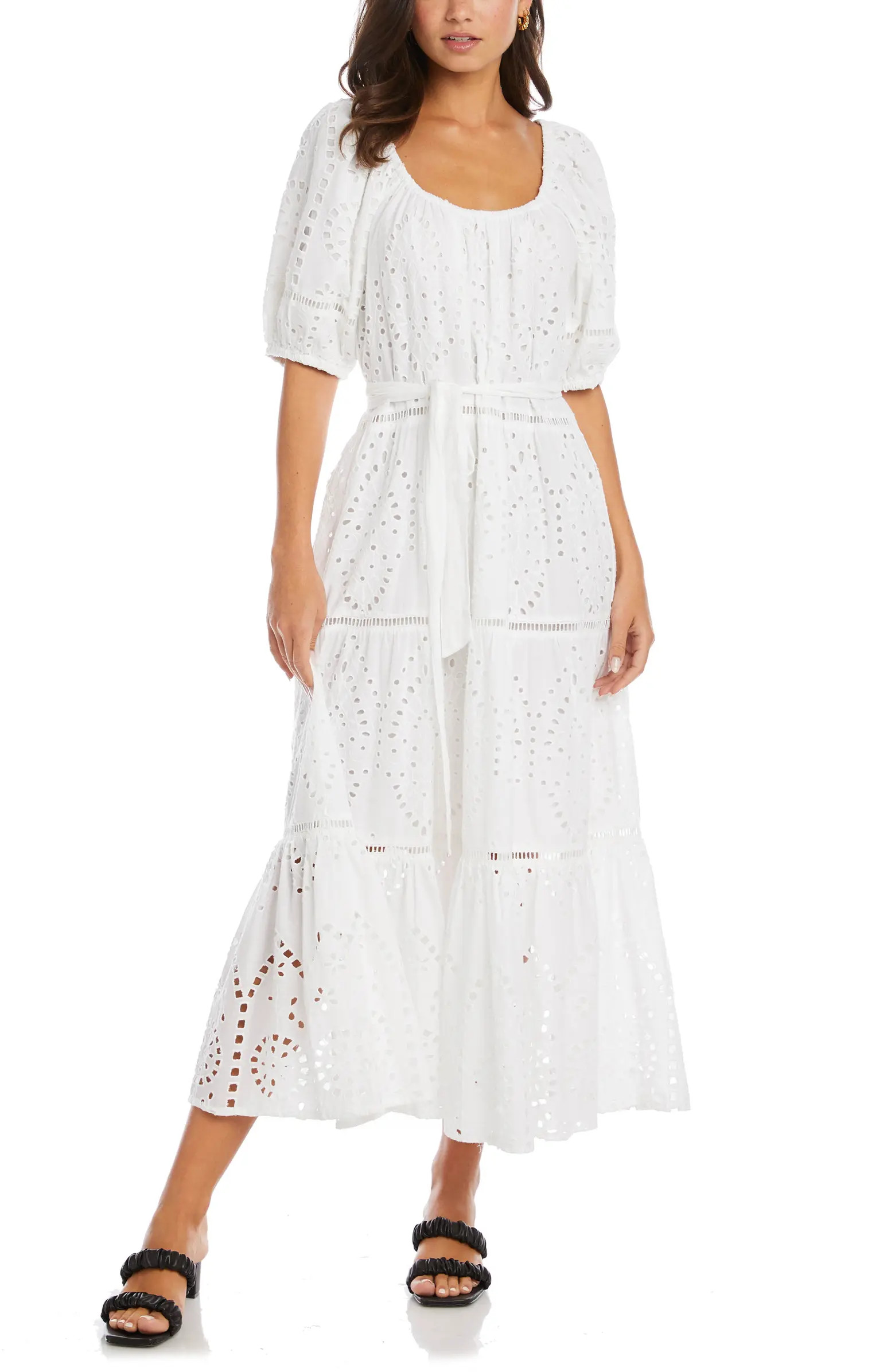 Karen Kane Tiered Eyelet Cotton Midi Dress | Nordstrom | Nordstrom