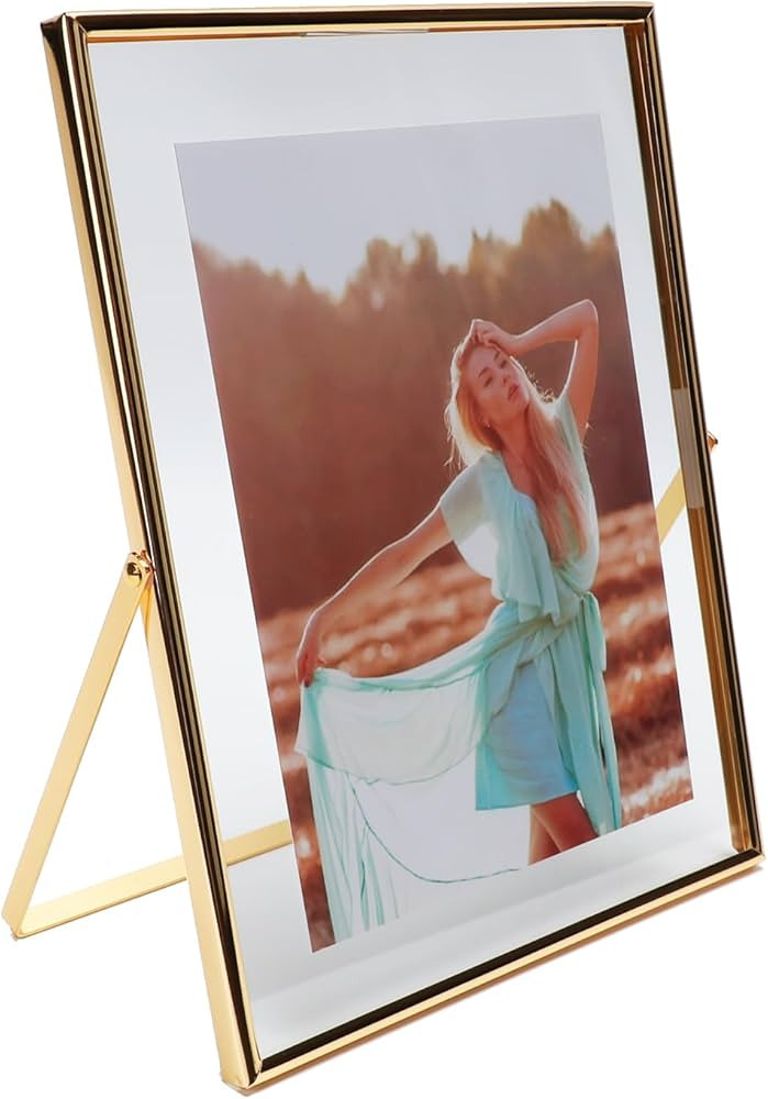 AhaGo Gold Floating Frame(8×10 inches, Vertical), For Picture 7x9, 6x8, 5x7, Tabletop Shelf Phot... | Amazon (US)