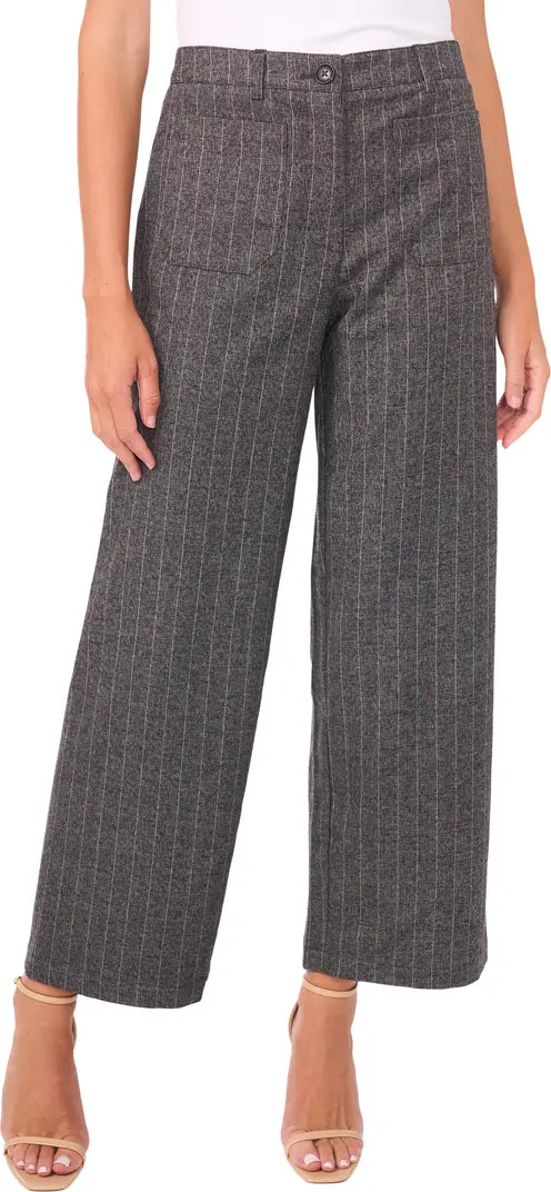 Stripe Patch Pocket Crop Wide Leg Pants | Nordstrom