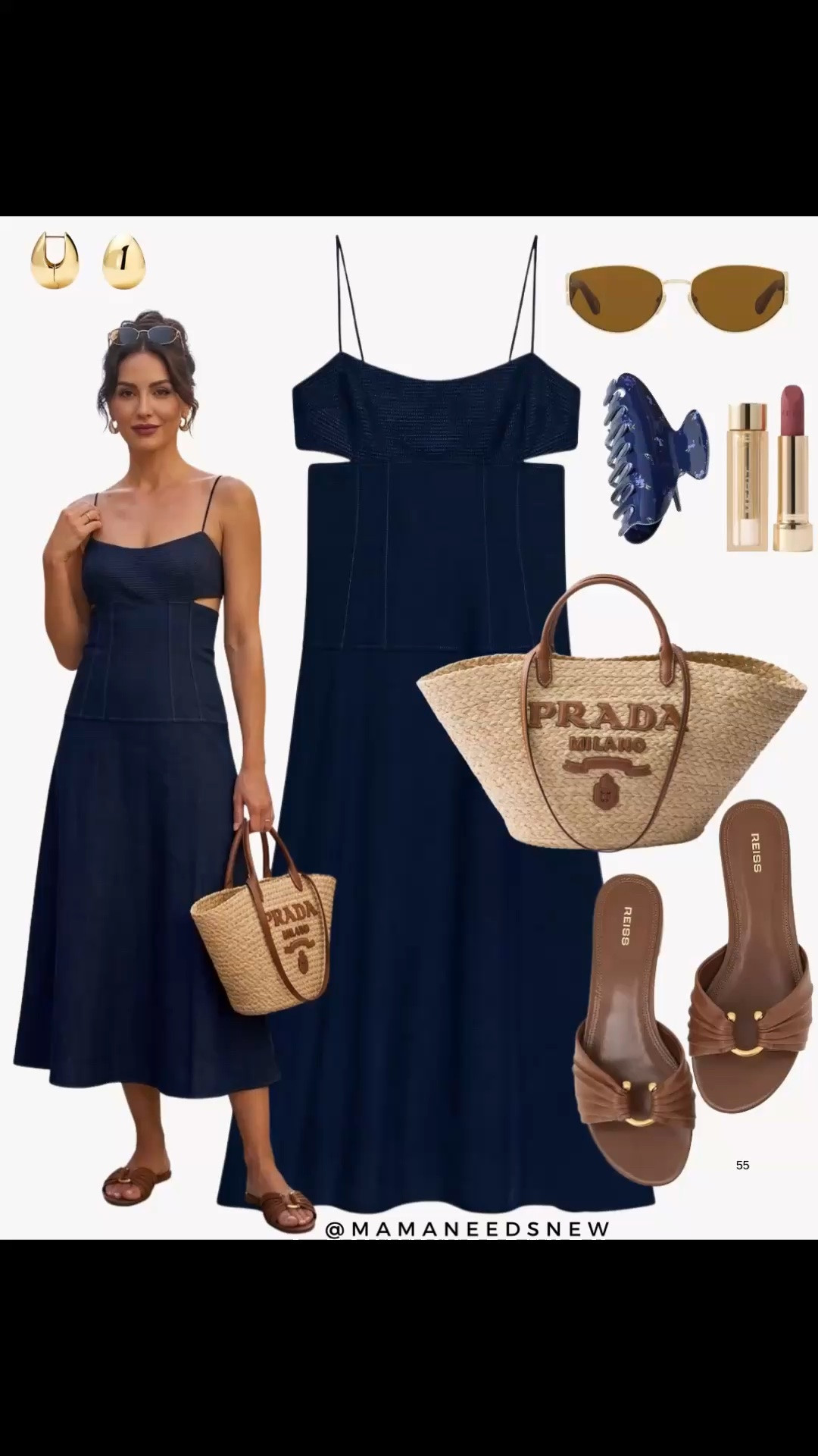 A spring to summer outfit with a midi dress, raffia tote bag, slide sandals 💙

#LTKootd #LTKSeasonal #LTKSaleAlert