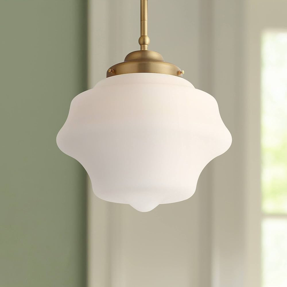 Possini Euro Design Tyce Soft Gold Mini Pendant Light 11" Wide Modern Schoolhouse Etched Opal Gla... | Amazon (US)