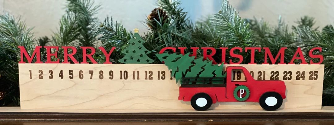 Vintage Truck Christmas Countdown Slider - Etsy | Etsy (US)