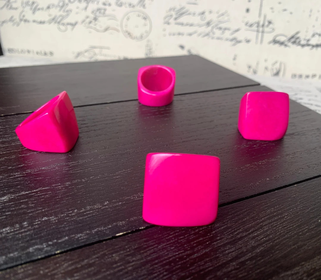 Hot Pink Handmade Ring Tagua Ring Unusual Fashion Jewelry Big Bold Cocktail Ring Statement Large ... | Etsy (US)