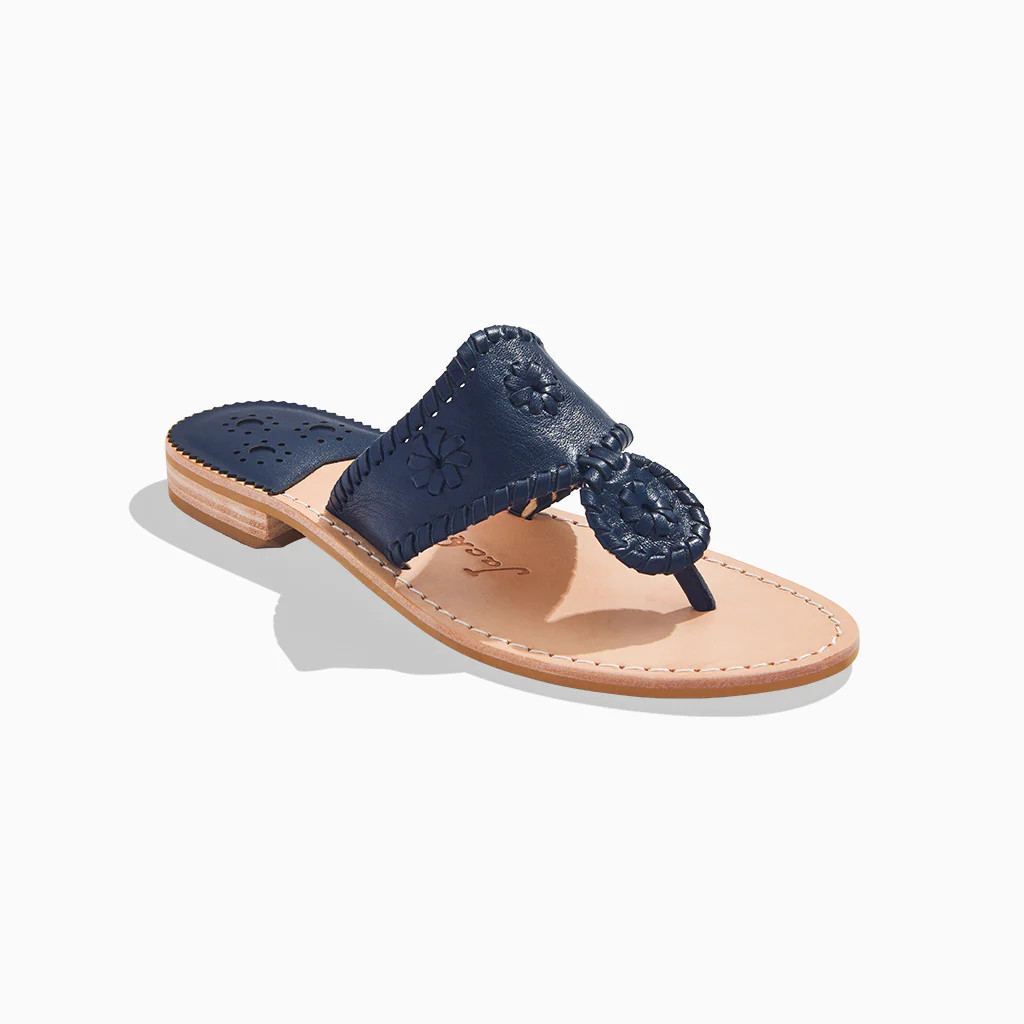 Jack Rogers Signature Jacks Flat Sandal | Patent Leather | Midnight | Jack Rogers