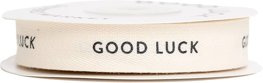 Sisterly Market - Custom Herringbone Cotton Ribbon, Natural 5/8 Inch Gift Ribbon with Good Luck P... | Amazon (US)