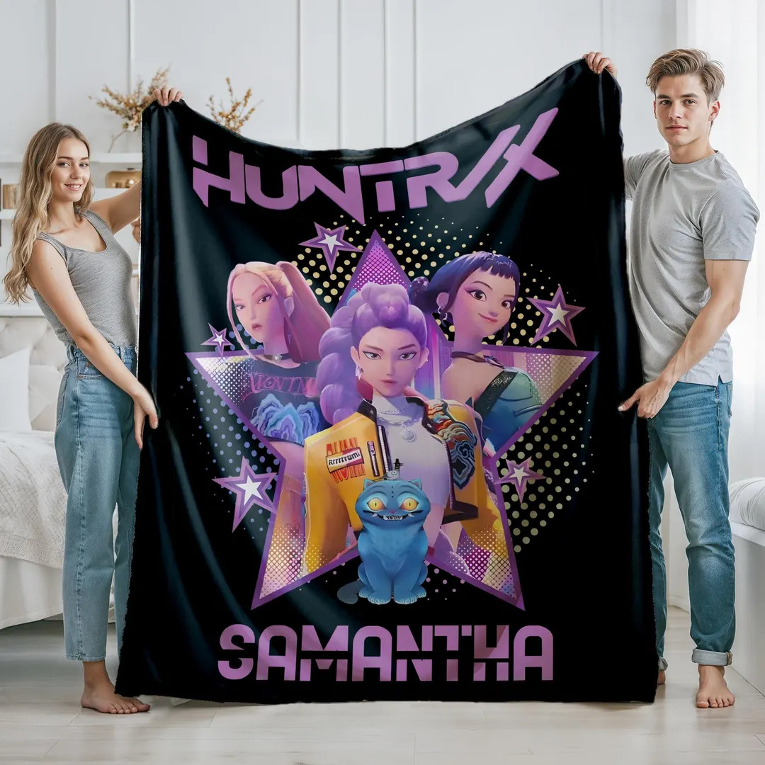 Kpop Demon Hunters Custom Blanket, Kpop Fun Gift, Cozy K-pop Demon Hunters Huntrix Blanket, Anime... | Etsy (US)