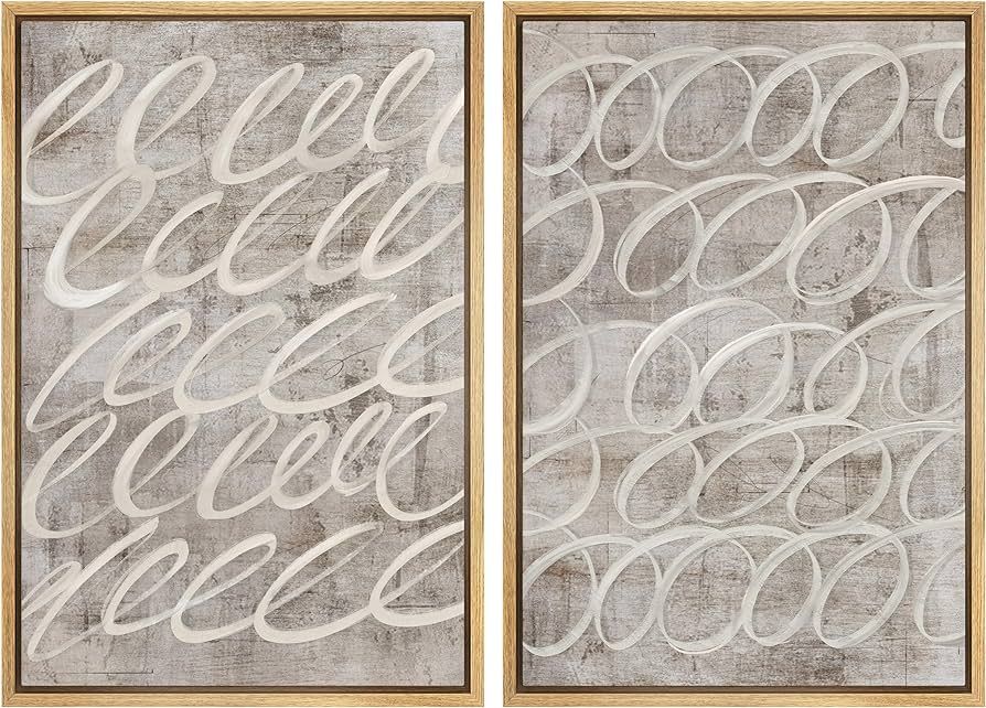 MUDECOR Framed Canvas Print Wall Art Vintage Mid-Century Swirl Abstract Shape Illustrations Moder... | Amazon (US)