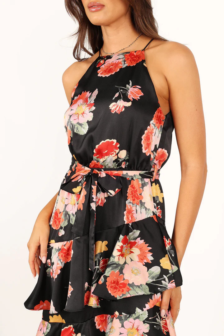 Sarona Halterneck Maxi Dress - Black Floral | Petal & Pup (US)