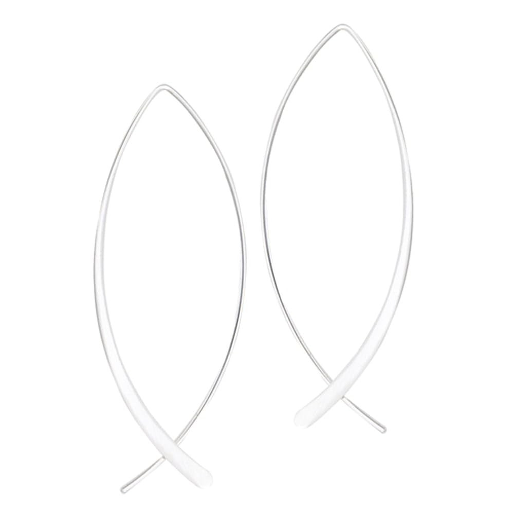 Hoop Long Icthus Fish .925 Sterling Silver Animal Elongated Earrings | Amazon (US)