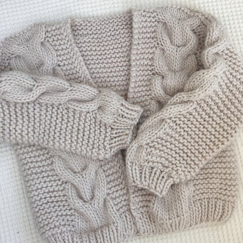 The softest hand knitted chunky 100% merino cable cardigan | Etsy (US)