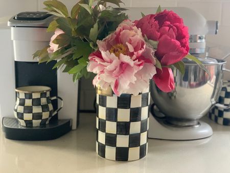 Mackenzie Childs Courtly check kitchen essentials. Black and white vase. Black and white check mug. Keurig coffee maker. Kitchen-Aid stand mixer. Spring decor. Tiktok kitchen trends. ❤️

#LTKhome #LTKunder100 #LTKFind