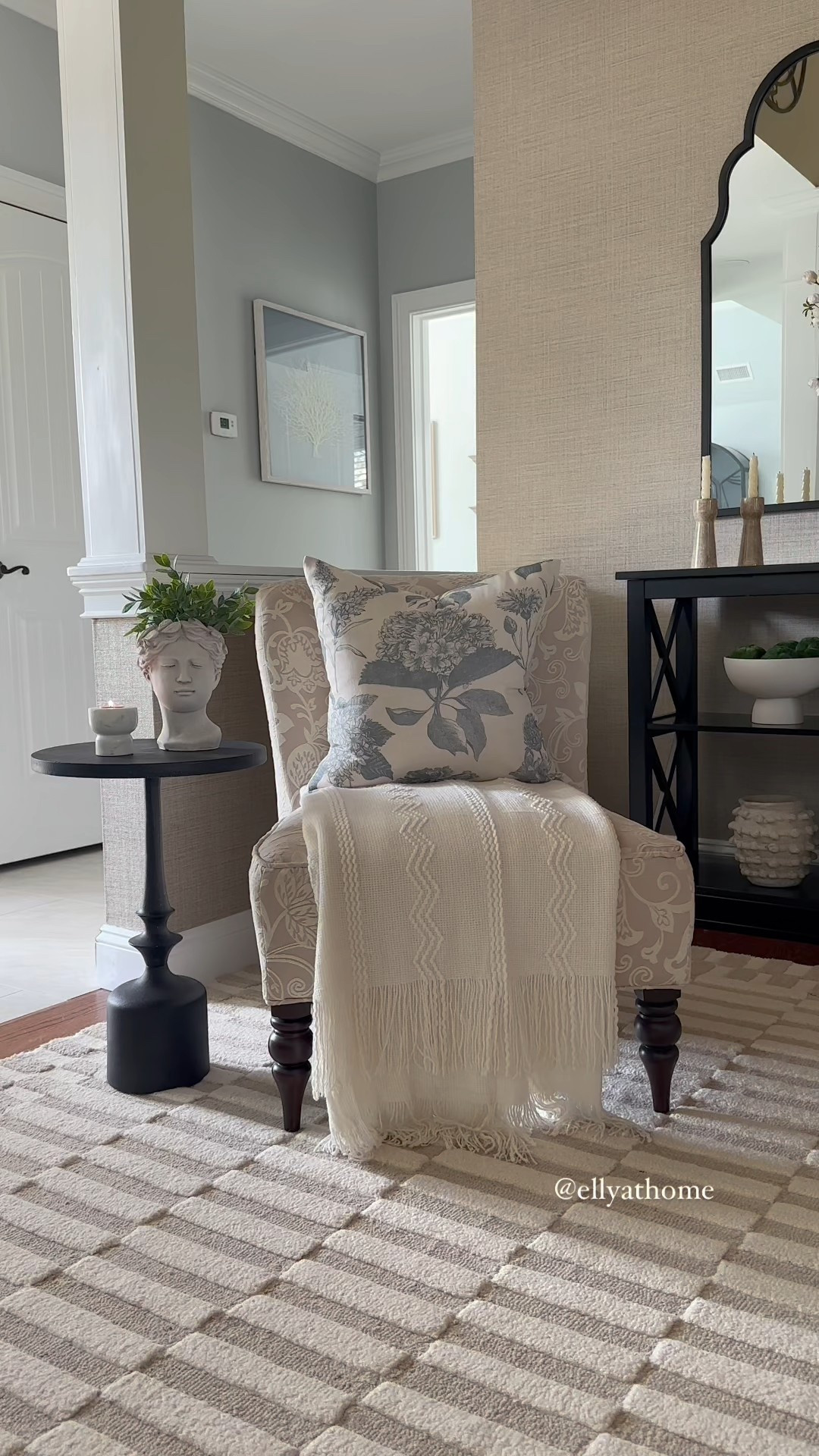 Spring to summer entryway! Shop neutral area rug, hydrangeas throw pillows, woven, rattan vase, florals, blue and white vases, temple jar, candleholders, textured minka vases, and more home decor accessories. 

#LTKSaleAlert #LTKFindsUnder50 #LTKHome