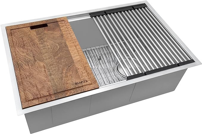 Ruvati 36-inch Workstation Slope Bottom Offset Drain Undermount 16 Gauge Kitchen Sink with Access... | Amazon (US)