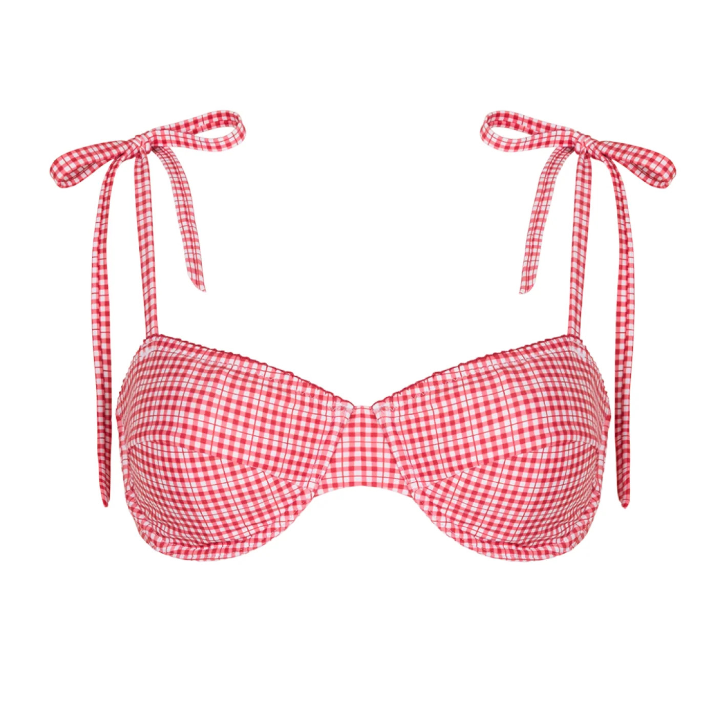 women's poppy gingham cup bikini top with tie straps | Minnow