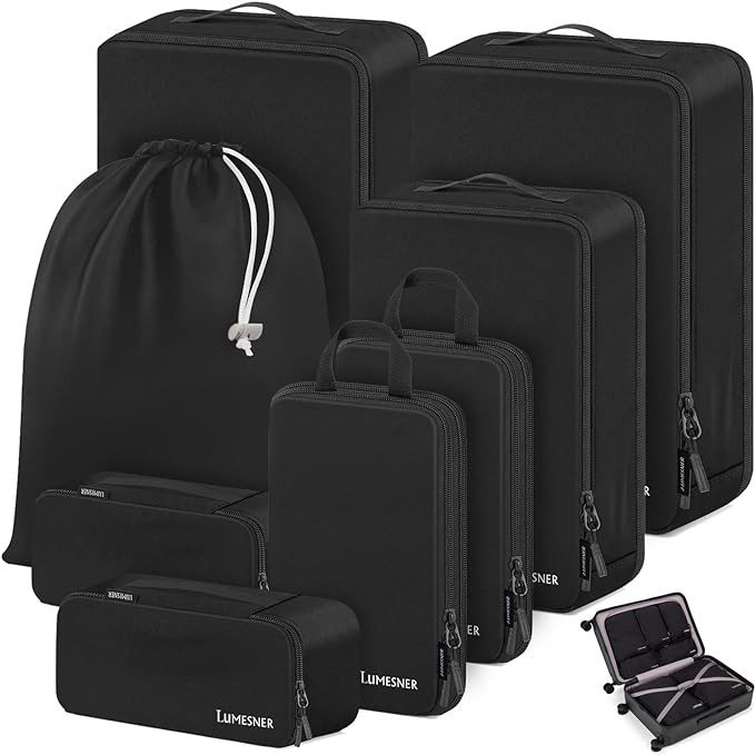 Compression Packing Cubes, Lumesner 8 Set Travel Packing Cubes for Carry on Suitcases, Compressio... | Amazon (UK)