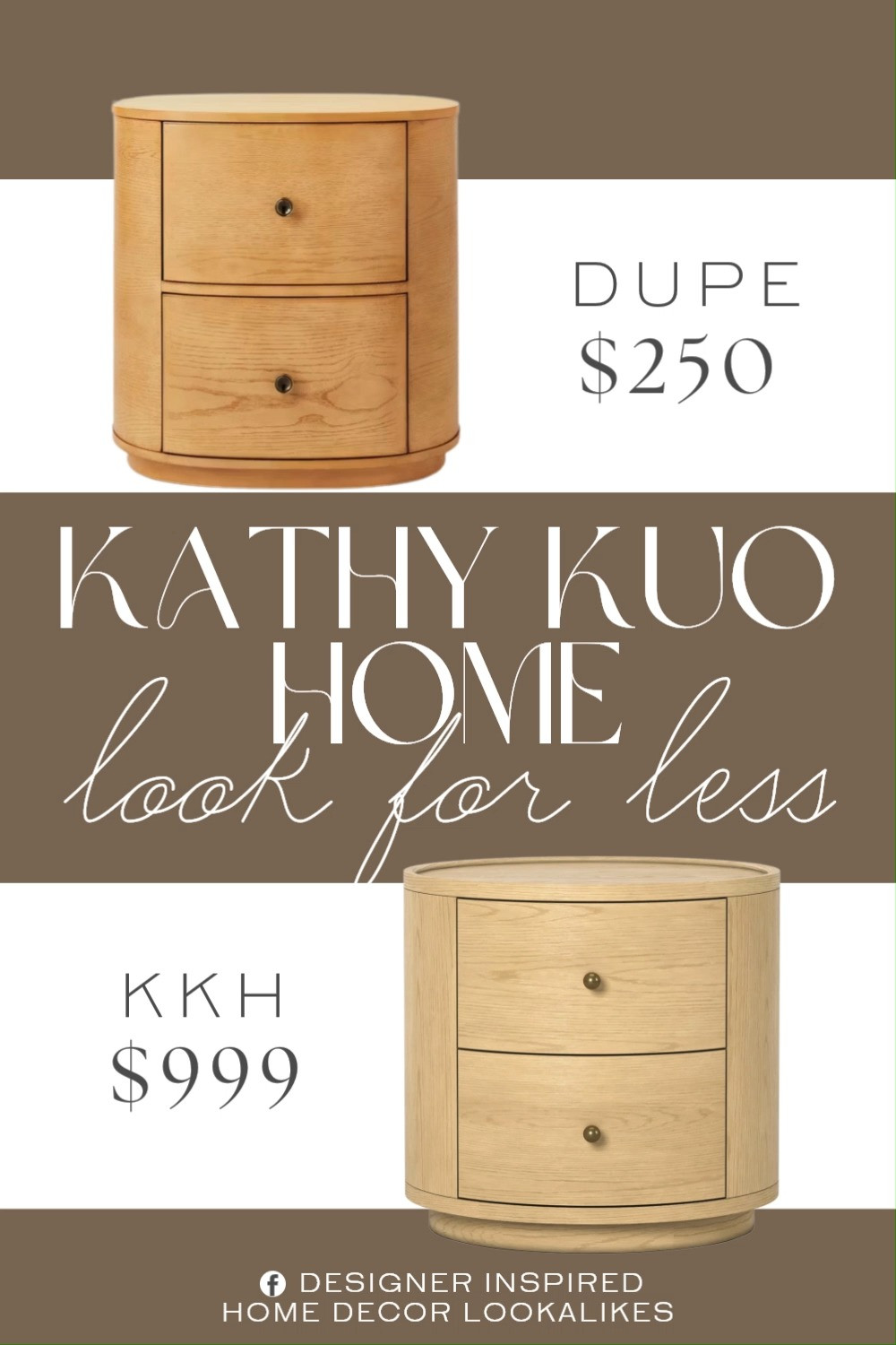 Inspired Kathy Kuo Home Modern Round End Table. Modern Wood Nightstand. Round Bedside Table. Contemporary End Table. Minimalist Bedside Table. Two-Drawer Nightstand. Natural Wood Accent Table. 

Home more affordable option find copy cat similar look for less budget friendly affordable cheap cheaper beautiful pretty. Clearance sale coupon code discount code promo code luxury lookalike look a like Inspo inspiration inspired by idea ideas Love like these? I share multiple every day in my FB group.
#kathykuohomeinspired #endtable #sidetable #nightstand #bedsidetable #bedroomstorage #furniturefinds  

 #LTKHome