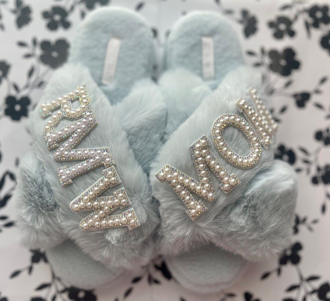 Personalized Faux Fur Slippersnew Mom Slippersbaby Shower Gifts for Momhospital Slippers for New ... | Etsy (US)
