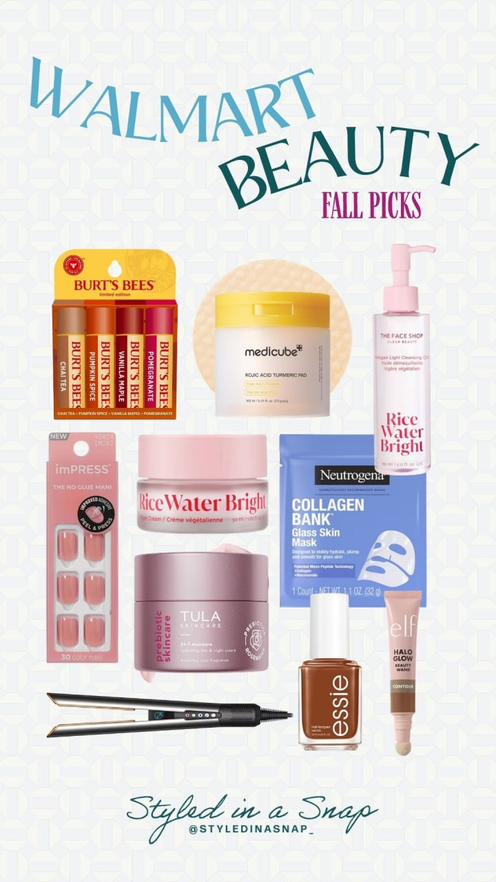 Walmart fall beauty picks. K-beauty favorites, press-on nails, and cozy new lip balms for the season!

// Walmart Beauty, Beauty Finds, Skincare, Walmart Finds Women 

 #LTKselfcare #LTKSeasonal #LTKBeauty