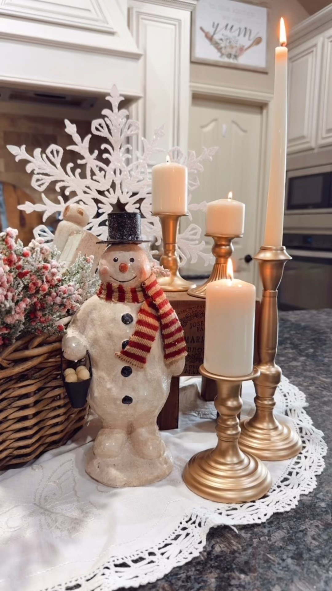 
✨ The kind of cozy that makes people linger ✨

These gold candlesticks are my secret weapon for winter styling—classic, warm, and timeless in a way that works long after the holidays. The soft glow instantly elevates a kitchen island, dining table, or entry and adds that layered, designer look without trying too hard.

And can we talk about this sweet snowman? 🤍
He brings the charm. Vintage-inspired, nostalgic, and full of personality—exactly the kind of piece that makes your home feel collected, not cluttered. Paired with warm metals, he feels cozy instead of kitschy.

This combo is perfect if you love decor that:
• feels elegant but approachable
• blends vintage charm with classic finishes
• transitions beautifully from Christmas into winter

I’ve linked the gold candlesticks and a similar snowman here so you can recreate this look in your own home 🕯️❄️
Trust me—these are pieces you’ll pull out year after year.

👉 Shop the look before they sell out.

#winterdecor #candle #candlesticks #candleglow #snowman #kitchenstyling #kitchenisland 

#LTKSaleAlert #LTKSeasonal #LTKHome