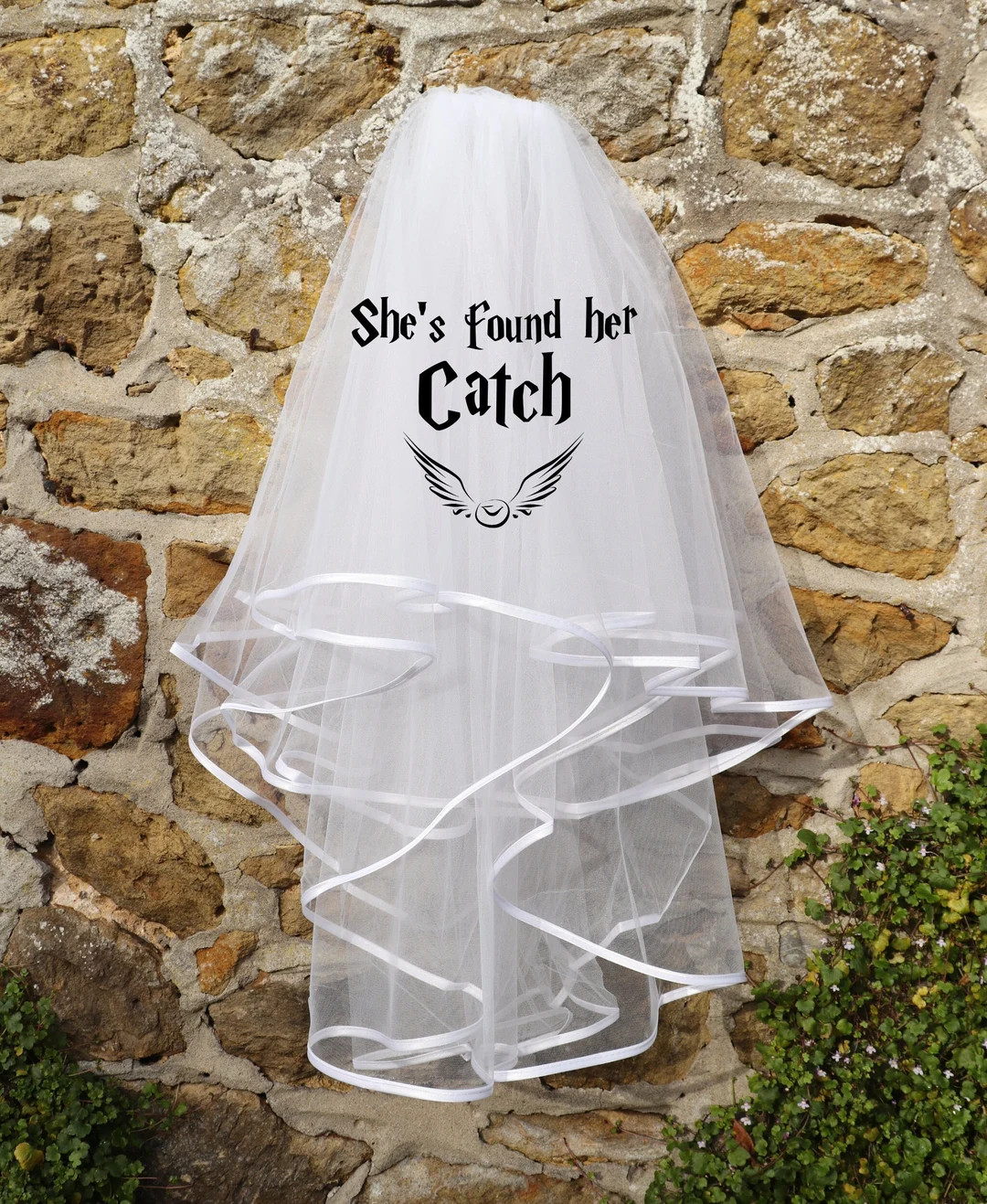 She's Found Her Catch Personalised Veil | Wizard Potter Hen Do & Bachelorette Veil | Potter Theme... | Etsy (US)