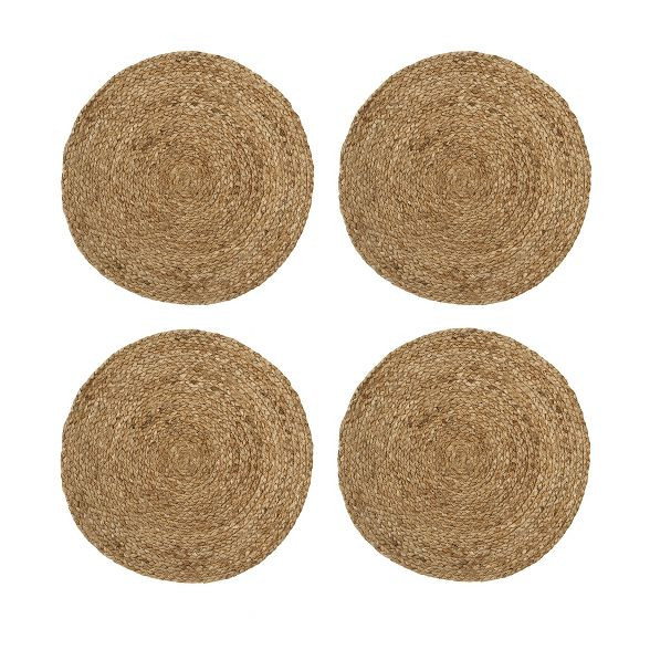 Everyday Casual Braided Jute Round Placemat Set of 4 - 15" x 15" - Jute - Elrene Home Fashions | Target