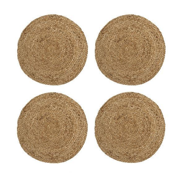 Everyday Casual Braided Jute Round Placemat Set of 4 - 15" x 15" - Jute - Elrene Home Fashions | Target