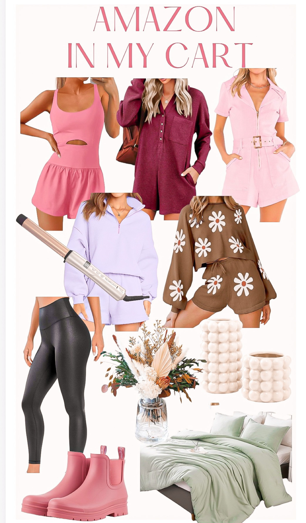 Amazon - what’s currently in my cart 

Active outfit, romper , burgundy outfit, denim romper , country concert, lilac set, two piece set
, cozy set , fall fashion , fall outfit , pajamas , leggings , leather leggings , Amazon, amazon fashion , Amazon home finds, amazon fall finds, home decor , bedding , flowers , curling iron , decor 

#LTKstyletip #LTKhome #LTKSeasonal