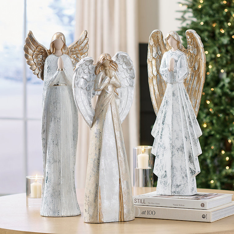 Christmas Shimmer Angel Decor - Gold Wings Down - Grandin Road | Grandin Road