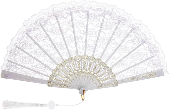 Jmkcoz Lace Handheld Folding Fan Embroidered Flower Bridal Hand Fan Chinese Japanese Vintage Fan ... | Amazon (CA)