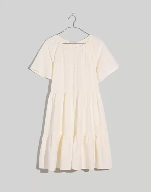 Linen-Blend Flutter-Sleeve Tiered Mini Dress | Madewell