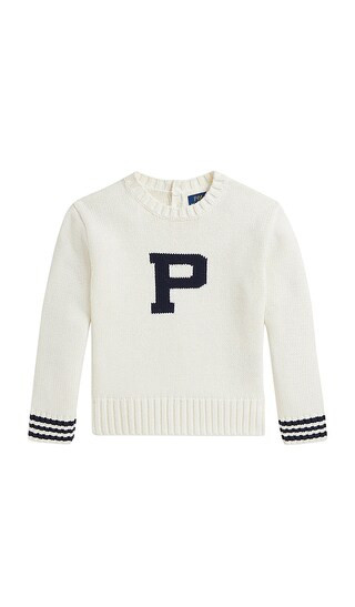 Polo Ralph Lauren Kids P Crewneck Sweater in Cream. - size 2 | Revolve Clothing (Global)