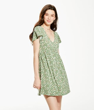 Floral V-Neck Babydoll Dress | Aeropostale
