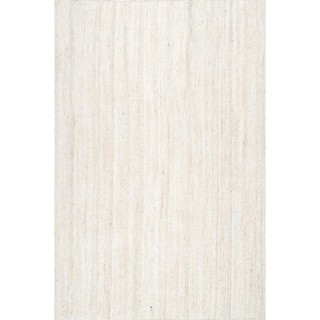 Rigo Chunky Loop Jute Off-White 9 ft. x 12 ft. Farmhouse Living Room/Bedroom/Dining Room Area Rug | The Home Depot