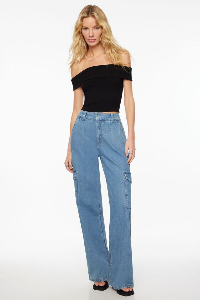 Cargo Wide Leg Jeans | Dynamite Clothing